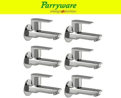 Parryware Praseo Bib Cock Tap long – Wall Mounted Brass set of 6 pic 116 Wall Mounted Bib Tap long body – Brass Bib Cock Faucet Bib Tap Faucet(Wall Mount Installation Type)