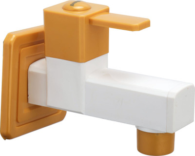 Prayag Novo Series Gold PTMT Bib Cock 15mm Foam Flow Drip Free Leakproof Tap Bathroom Use Bib Tap Faucet(Wall Mount Installation Type)