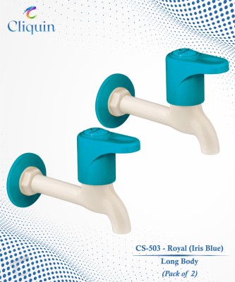 Cliquin CS-503 - Royal (Iris Blue) - LB-2 Nos Ptmt Long Body with Wall Flange (Pack of 2) Bib Tap Faucet(Wall Mount Installation Type)