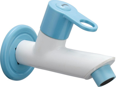 Prayag Ovian Series Royal Blue Foam Flow PTMT Bib Cock 15mm Wall Tap Splash-Free Basin & Kitchen Bib Tap Faucet(Wall Mount Installation Type)