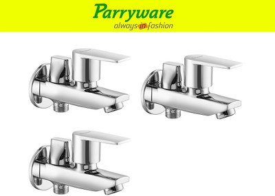 Parryware Praseo 2-in-1 Bib Cock Tap – Wall Mounted set of 3 pic 117 Two-in-One Bib Cock Tap – Wall Mounted Brass Bathroom Bib Tap Faucet(Wall Mount Installation Type)