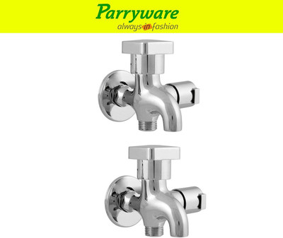 Parryware Ritz 2-in-1 Bib Cock Tap – Wall Mounted Brass set of 2 pic 129 Two-in-One Bib Cock Tap – Wall Mounted Bathroom Use Bib Tap Faucet(Wall Mount Installation Type)