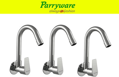 Parryware Praseo Wall Mounted Sink Cock with Swivel Spout set of 3 pic 261 Wall Mounted Sink Cock with Swivel Spout Sink Tap Faucet(Wall Mount Installation Type)