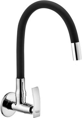 Spazio Pulse Brass Sink Cock/Sink Faucet With Flexible Swivel Spout - Flxo Play (with 360 Degree Flexible Silicon Hose & Single Flow Pattern) Hot/Cold Water Tap With Wall Flange Bib Tap Faucet(Wall Mount Installation Type)