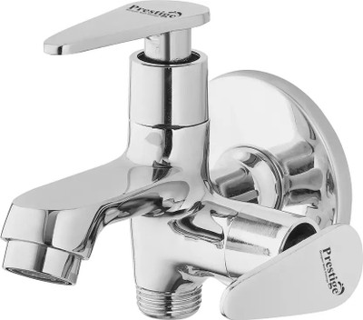 Prestige Jazz Brass 2 in 1 Bib Cock Water Tap Two Way Bib Cock With Wall Flange Bib Tap Faucet Angle Cock Faucet(Wall Mount Installation Type)
