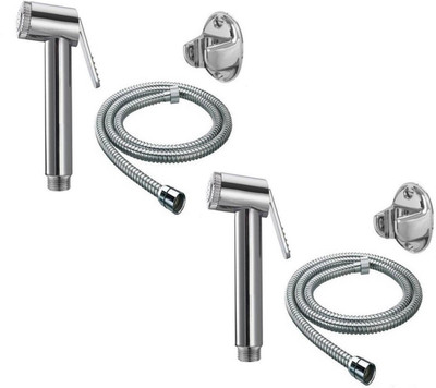 ANMEX Latest Design Rich Look Conti Health faucet (abs)with 1mtr flexible SS Tube and Wall Hook - Set of 2 Health  Faucet(Wall Mount Installation Type)