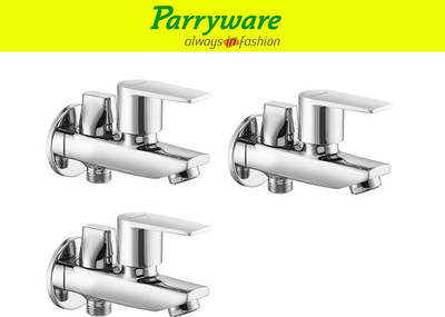 Parryware Praseo 2-in-1 Bib Cock Tap – Wall Mounted set of 3 pic 148 Two-in-One Bib Cock Tap – Wall Mounted Brass Bathroom Bib Tap Faucet(Wall Mount Installation Type)