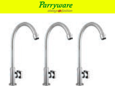 Parryware Ritz Deck Mounted Sink Cock with Swivel Spout set of 3 pic 300 Deck Mounted Sink Cock with Swivel Spout Sink Tap Faucet(Deck Mount Installation Type)