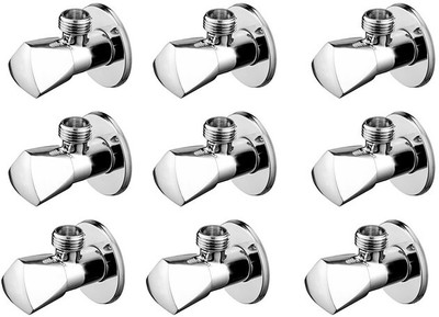 Nenoware Trigon brass angle valve set of 9 pic 218 Chrome Turn Water Control Valve for Faucet & Toilet Angle Cock Faucet(Wall Mount Installation Type)