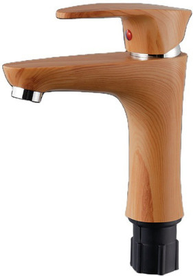 24x7eMall by 24x7 eMall 6 Inch PVC Basin Mixer Faucet Tap Wood Design Wooden Colour Hot and Cold Wood Design Basin Mixer Faucet(Vessel Installation Type)