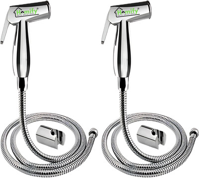 HOMIFY Health Faucet Jet Spray Curvon Set of 2 ABS Jet Spray with 1m SS Hose & Wall Hook, Chrome Finish Health  Faucet(Wall Mount Installation Type)