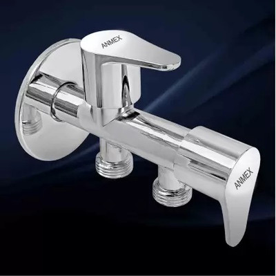 ANMEX Stainless Steel Brass Disc Max 2 in 1 Angle Valve/Two Way tap with Wall Flange Angle Cock Faucet(Wall Mount Installation Type)