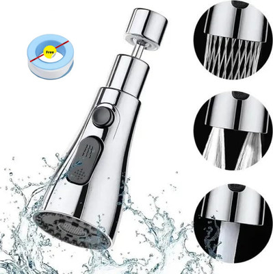 GaxQuly 360°Swivel Flexible Faucet with Tap Extension for Kitchen Sink 3 Modes Sprayer Universal Kitchen Faucet 3-Function Pull Down Sink Sprayer Anti-Splash Head Aerator Foam Flow Faucet(Built-in Installation Type)