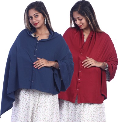 Kowsi Soft Mother's Nursing & Feeding Shawl Feeding Cloak(Navy & Maroon)