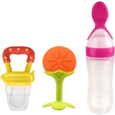 Macare Sillicone Spoon Feeder, Fruit Feeder & Teether  - Sillicone(Multicolor 10)