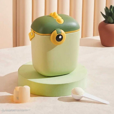TONY STARK Baby Travel Formula Dispenser with Handle & Scoop, Milk Powder Storage Box  - Plastic(Portable Formula Container, Dino Olive Green)