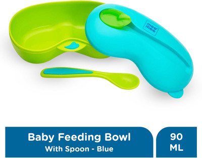 MeeMee Tight Feeding Bowl With Spoon (Blue)  - Polypropylene Plastic(Blue)