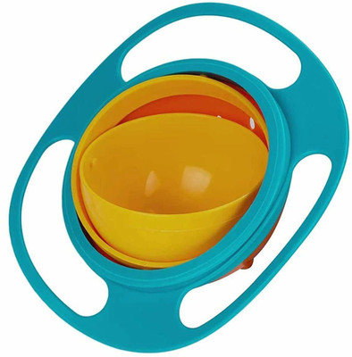 HINGOL Plastic Solid 360 Degree Rotation Spill Proof Gyro Feeding Magic Baby Food Bowl with Lid for Toddlers | No Mesh BPA-Free  - PLASTIC(Multicolor)