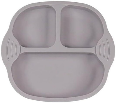DANSR Baby Suction Plates Silicone Unbreakable Self Feeding DISH  - SILOCONE(Grey)