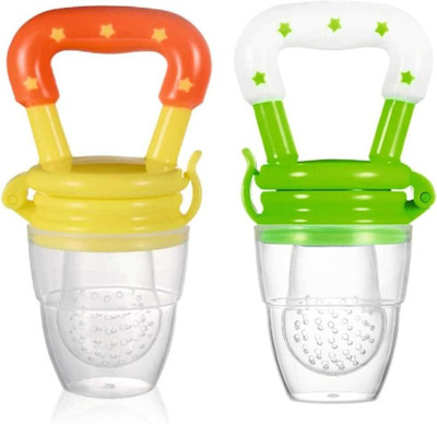 RaoSons Fruit Nibbler Pack of 2 | BPA-Free Silicone Feeder cum Teether | Teether and Feeder(Yellow, Green)