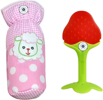 YOS TRENDZ bottel cover+teether3  - Silicone(Multicolor)