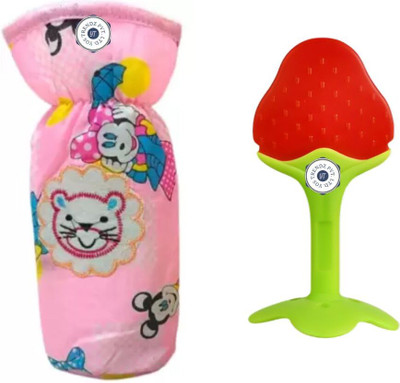 YOS TRENDZ bottel cover+teether1  - Silicone(Multicolor)