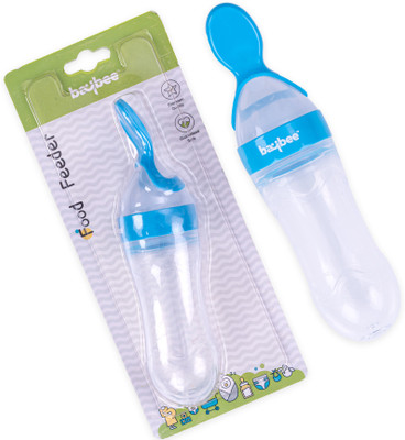 baybee Premium Silicone Squeeze Food Feeder with Measuring Spoon  - Silicone(Blue)