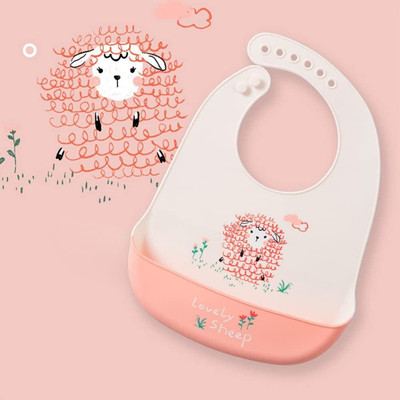 Safe-o-kid Feeding Bib with Tich Button | Soft Silicone & Waterproof for Babies & Toddlers  - Silicone(Light Pink)