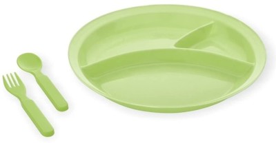 KORBOX Party Food Thali Dinnerware Divided Plates for Kids Plastic Dishwasher Safe  - Plastic(Green)