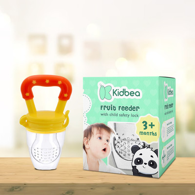KIdbea Silicone Food/Fruit Nibbler with Extra Mesh, Soft Pacifier Feeder(Yellow)
