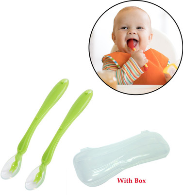 Safe-o-kid Soft Silicone Tip Spoons Set Box (2 Spoons)  - Silicone(Spoons Set)