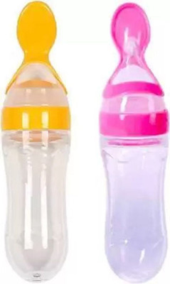 SSK ECOM New Baby Fedding Utensils Combo of Milk bottle,Feeder,Teether for Baby Care  - Plastic(Blue and Yellow)