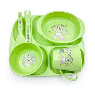 Plast boy Plate Gift Set - BFS 01  - Polypropelyne(Green)