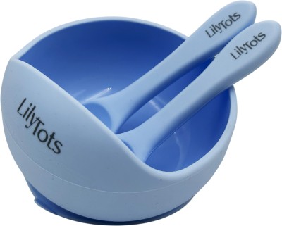 LilyTots Strong Suction Bowl for Babies - Mess-Free, Easy-Clean - Fun Mealtime Companion  - Silicone(Baby Blue)