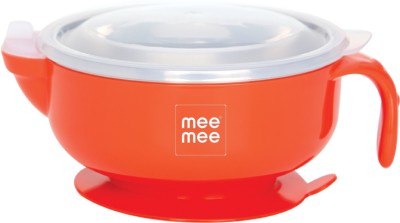 MeeMee Stay Warm Baby Steel Bowl with Suction Base (Red)  - Steel(Red)