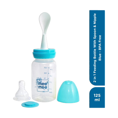 MeeMee Baby bottle gentle, flexible nipple BPAfree food grade polypropylene material  - Polypropylene, Silicone(Blue)