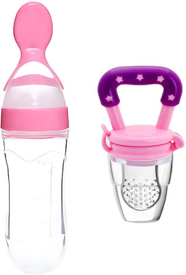 Astra Zone Baby Feeding Spoon-90ml and Feeding Nibbler  - SILICONE(Pink)
