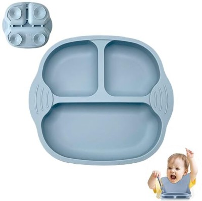 HRK Unbreakable Silicone Dish for Baby Feeding, plate (blue Pack of 1)  - Silicone(Blue)