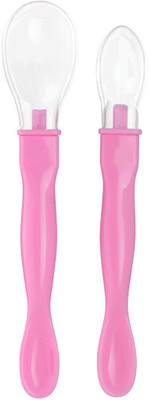 1st Step Dual Ended Soft Silicone Tip BPA Free Baby Feeding Spoon Set Pack of 2  - Silicone, Polypropylene(Pink)