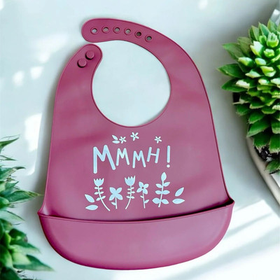 Safe-o-kid Feeding Bib with Tich Button | Soft Silicone & Waterproof for Babies & Toddlers  - Silicone(Brown)