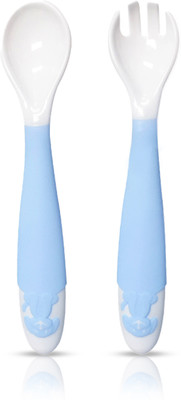 LuvLap Tiny Love Heat Sensitive Baby Feeding Spoon Set, Soft Silicone Tip  - Soft Silicone(Blue)