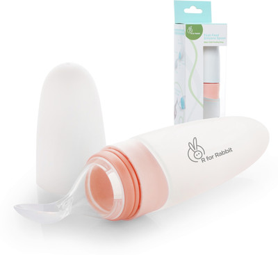 R for Rabbit First Feed Feeder Soft Feeding Spoon for Baby 4 Months & Plus, 90ml  - Non Toxic, BPA Free, Silicone Matterial(Pink)
