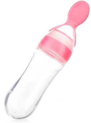 Babylib Baby Squeezy Food Grade Silicone Bottle Feeder with Soft Silicon|Spoon Feeder  - Silicone(Pink)