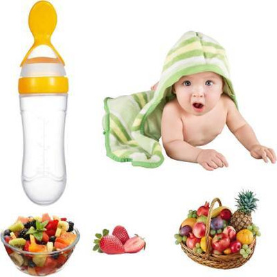 SuperStar Store Urban Baby Spoon Feeder Easy terilize & Travel - Silicone (Pink)  - Silicone(Yellow)