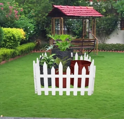 Blooming Enterprises Attractive White Garden Fencing Railing 50 X 25cm Pack of 4 0.508 m Fence Picket(White)