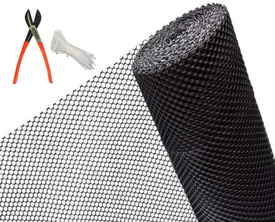 Singhal Black Tree Guard Net 4ft x 5ft with 1 Cutter & 50 PVC Tags Plastic Fence Post Plastic Fence Post(121.92 cm)