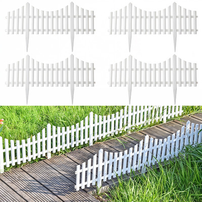 SERPLEX Decorative White Garden Fence 4 Pack Weather Resistant PVC 0.34 m Fence Picket(White)