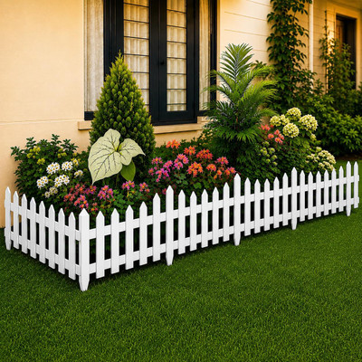 DOMVIQUE Garden Border Outdoor Decoration Pack of 12:- 15 Feet Plastic Fence Post(22 cm)