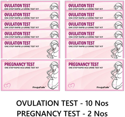PregaPath One step Rapid LH urine Test|2 preg kit & 10 Ovulation Kit(12 Tests, Pack of 12)