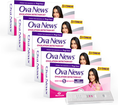 Ova News Detection Kit from Prega News Identifies Fertile Days Ovulation Kit(30 Tests, Pack of 5)